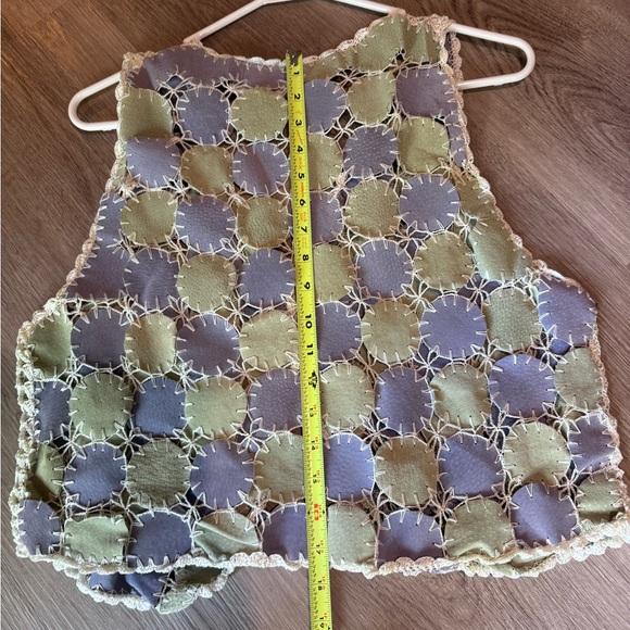 Vintage Purple and Green Patchwork Crocheted Vest - Picture 7 of 9